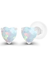 superb white gold heart opal birthstone baby earrings
